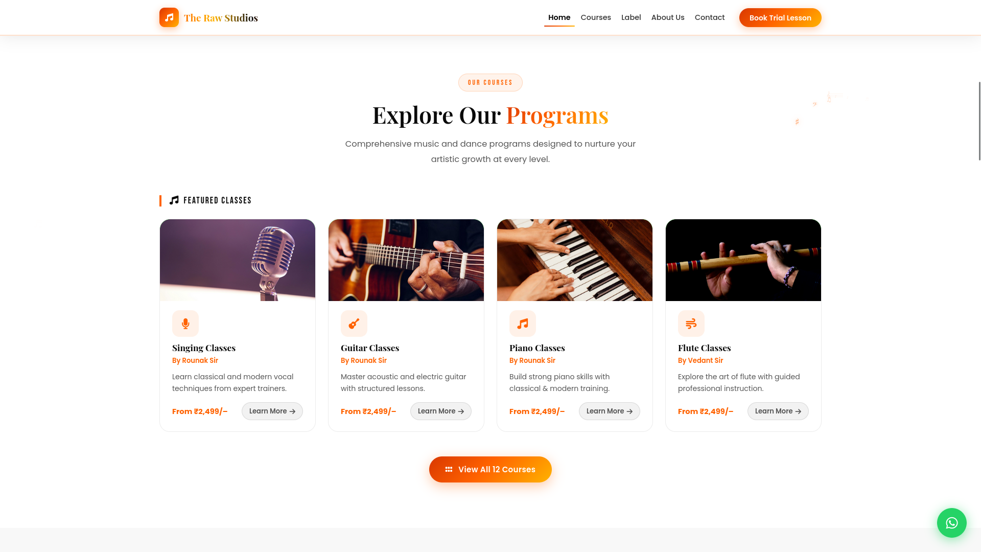 The Raw Studios — courses section